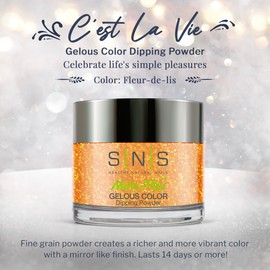SNS Nail Dip Powder, Gelous Color Dipping Powder - Fleur-de-lis (Orange/Coral, Neon) - Long-Lasting Dip Nail Color Lasts 14 Days - Low-Odor & No UV Lamp Required - 1 OZ