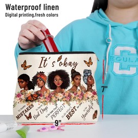 African American Makeup Bag for Purse Afro Black Cosmetic Bags for Women Inspirational Gift Small Funny Cosmetics Travel Bag Cases for Toiletries Accessories Organizer Zipper Pouch Reusable Bag