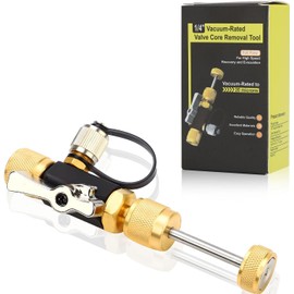 YUNPLE HVAC Valve Core Removal Tool, 1/4" Mega Flow Vacuum-Rated Valve Core Removal Tool for Home AC Appliance, Compatible with R22 R410A R134A, Essential HVAC Tools