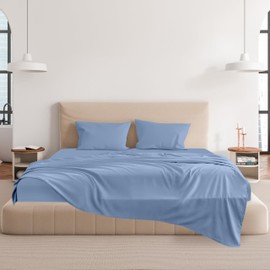 Choegobest Easy Care Luxury Microfiber Extra Soft and Cooling Bed Sheet Set with Deep Pockets (Placid Blue, Full Set of 4)