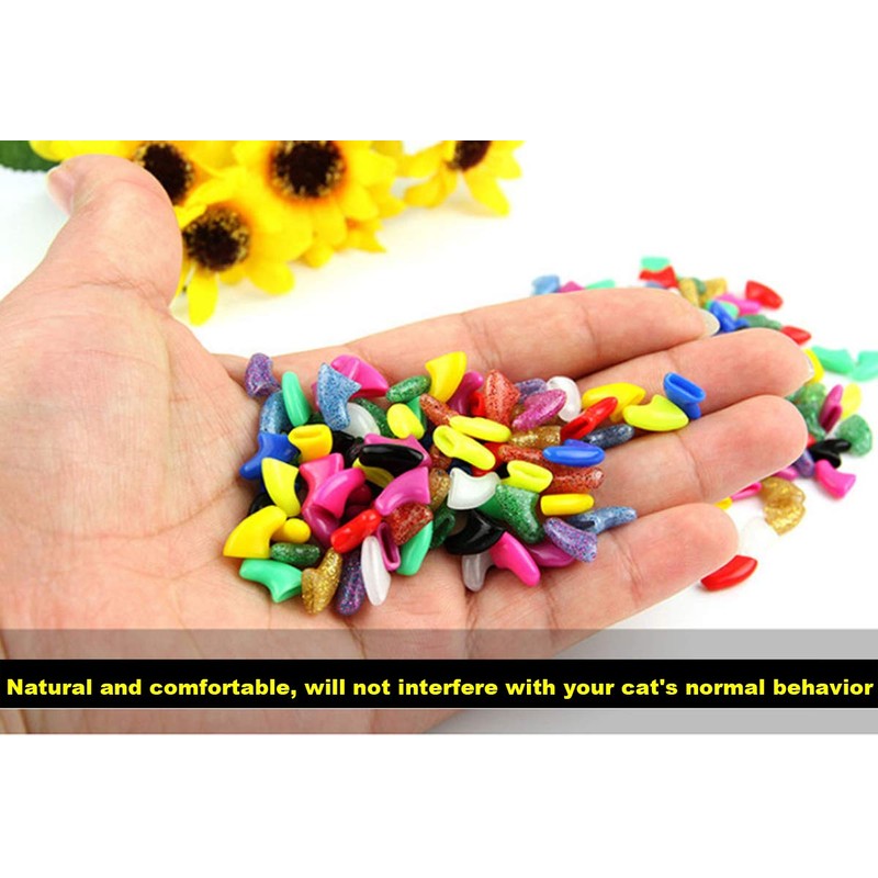 VICTHY 140pcs (14 Colors) Cat Nail Caps, Cat Claw Covers