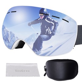 SooGree Snow sport Goggles -Ski Goggles Snowboard Goggles Men, Women & Youth-Snow Goggles Glasses UV Protection Anti-Fog (GH2081-white silver)