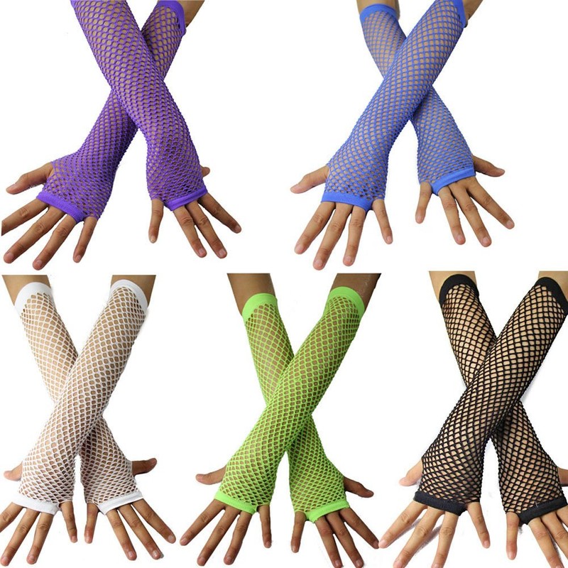BundleMall 12pcs Set Womens Fingerless Fishnet Gloves Costume Party Accessories