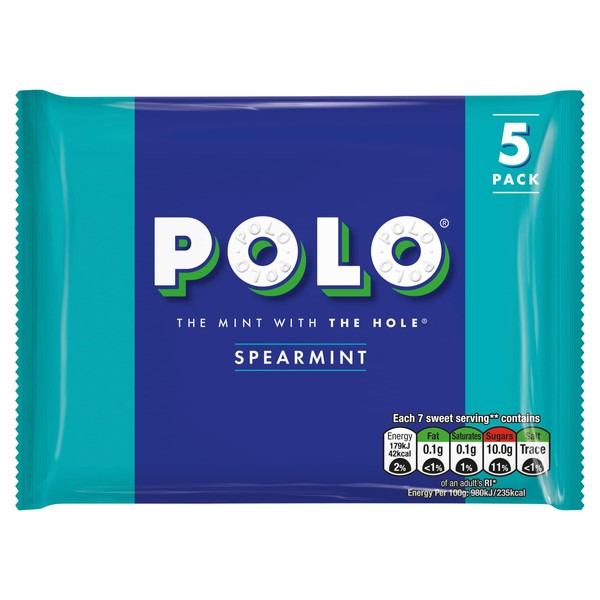 Polo Spearmint Mints Tube Multipack, 5 x 25 g