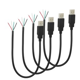Short USB A Male to 4 Pin Bare Wire 11", 22AWG 5V3A Power and Data Cable