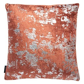 Safavieh Home Collection Vallia Velvet 16 x 16-inch Decorative Throw Pillow, 16" x 16", Burnt Orange and Silver