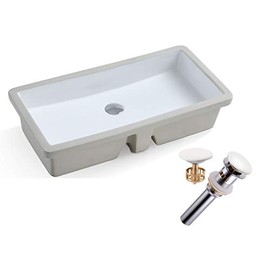 KINGSMAN Rectrangle Undermount Vitreous Ceramic Lavatory Vanity Bathroom Sink Pure White (27.9 Inch with Pop-up Drain)