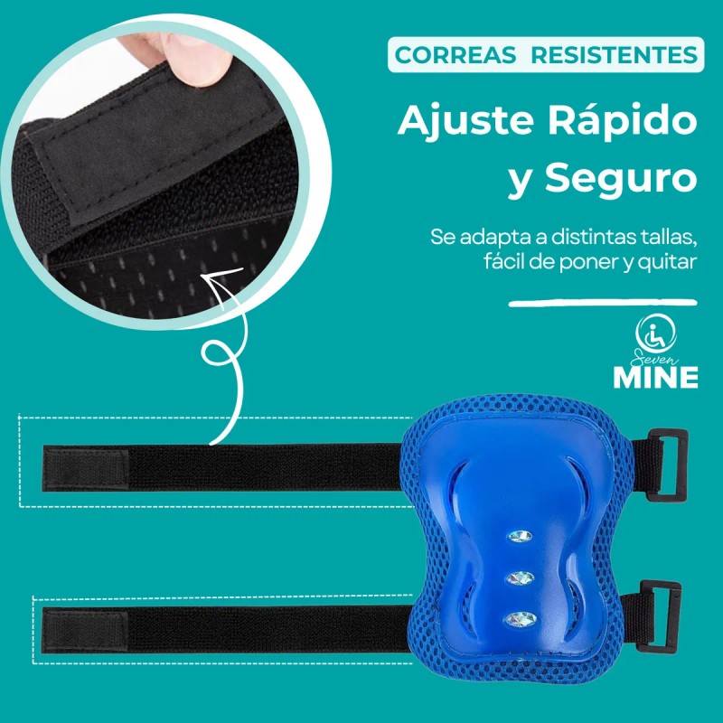 Set 6 Equipo De Protección Para Patinar, Bicicleta Patineta Azul
