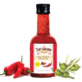 Tony Gemignani Hot Pepper Olive Oil - Condiment & Ingredient, Premium EVOO with Hot Chili Flakes, Pizza & Pasta Condiment & Ingredient, 100% Pure EVOO, Vegan, Gluten-Free & Paleo!