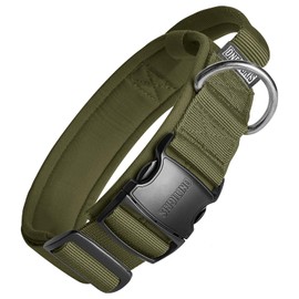 Tough Dog Collars, Tactical Dog Collar with Handle, Milltary Adjustable Dog Collar with Heavy Duty Metal Buckle for Training (Large(Pack of 1), Green)