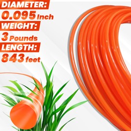 Hongvchang 095 Weed Eater String Trimmer Line of 843 Feet, 3-Pound Round Weed Wacker String for Universal Replacement, Heavy Duty Commercial Grade Premium Nylon Trimmer Line (Orange)