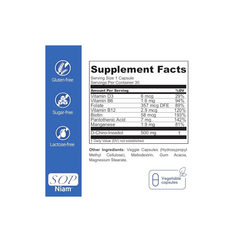 Sop Niam Complemento Alimenticio Chiro Inositol Vitaminas Minerales Cápsulas