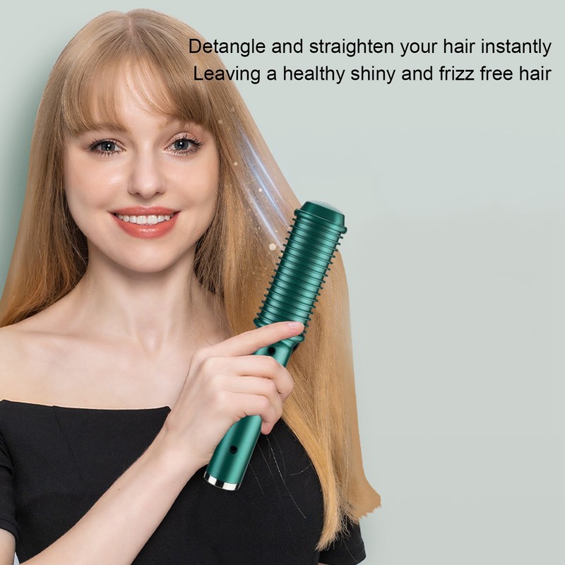 Cordless Hair Straightening Curling Brush Evenly Quickly Heating USB Rechargeable