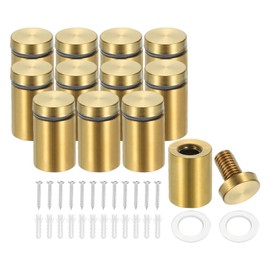 PATIKIL 19x30mm Standoff Screws, 12 Pack Stainless Steel Wall Mount Sign Standoffs Mounting Hardware Advertising Nail for Hanging Acrylic Picture Frame, Gold