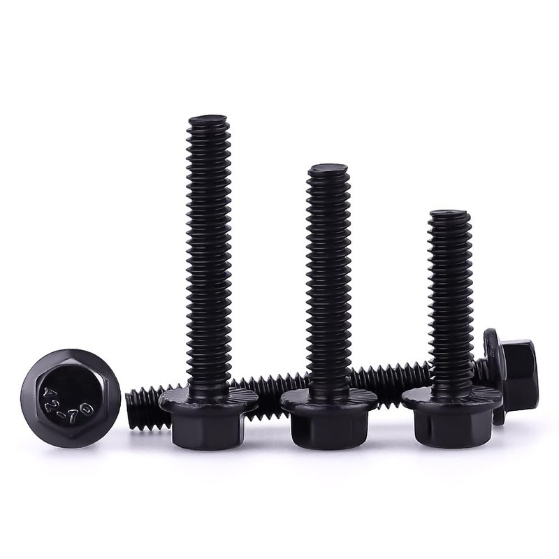 1/4-20 x 1 Black Flanged Hex Head Bolts Screws, 304