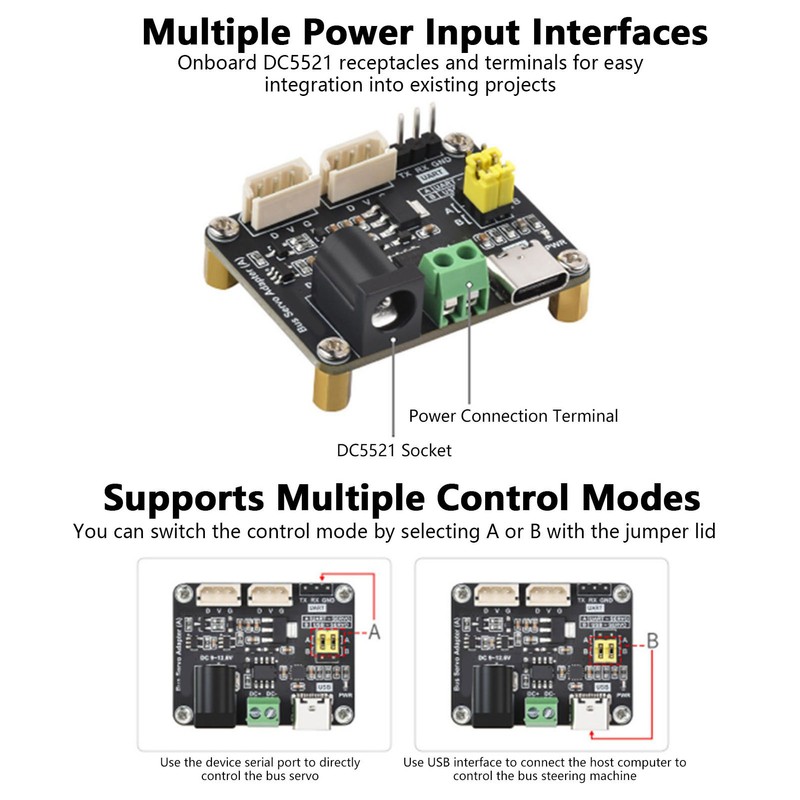 Bus Servo Driver Board 9 to 12.6V Input UART 5.5x2.1mm