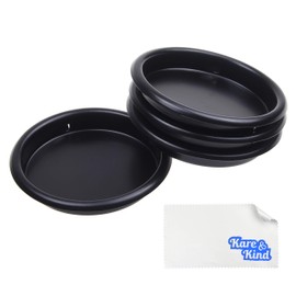 Kare & Kind 4X Round Closet Door Finger Pulls (Black) - Steel Mortise Cup Pulls Easy Snap-in Installation - Sliding, by-Pass Closet Doors, Barn Doors - Fits 2-1/8" Opening Holes - 7/16" Depth