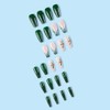 Christmas Press on Nails Medium Coffin Fake Nails Dark Green