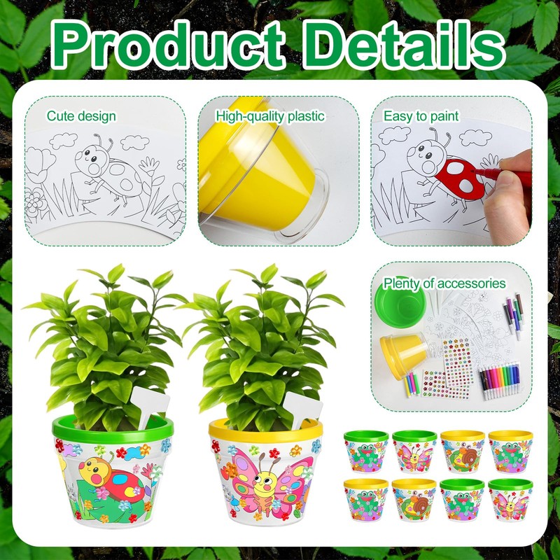 Cinrobiye 12 Set Paintable Garden Planter Set, Small Flower Pots