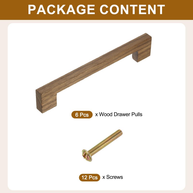 sourcing map 6Pcs Wood Drawer Pulls, 6 Inch Hole Center