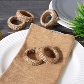 Napkin Rings Set of 12, Rattan Napkin Holders, Serviette Rings Bulk for Party Decoration, Dinning Table, Everyday, Family Gatherings - A Great Tabletop Décor - Natural Tan