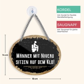 schilderkreis24 Tin Sign Funny Saying "Männer mit Niveau sitzen auf dem Klo." Decorative Toilet Gift Idea Man Woman 18 x 14 cm