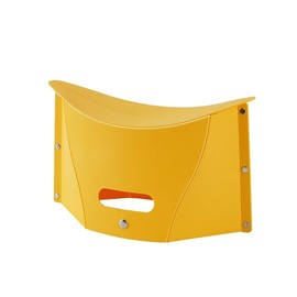 MIXNEX Folding Stool with Handle – Portable Plastic Camp Seat & Storage Basket – Lightweight Collapsible Stool for Camping, Fishing, Outdoor Travel – Compact Multi-Use Foldable Chair (Yellow)