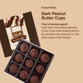 Dark Peanut Butter Cups by Pnut Butter Cups | Creamy Texture, Delicious Taste, Bite-Sized Snack | Family Recipe | 9 Piece Box