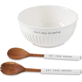 Mud Pie Don't Stop Be-Leafing Salad Bowl Set