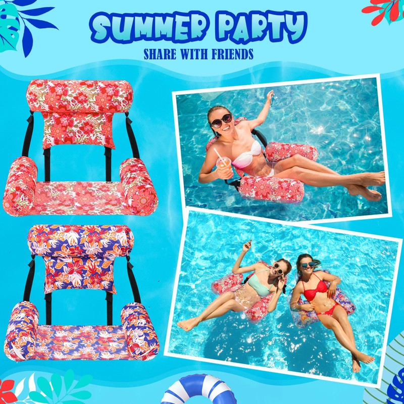 Threehoney 2 Pack Large Pool Chair Floats Adult Inflatable Pool