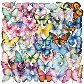 dinghaole 50 Pcs Butterfly Stickers, Butterfly Theme Stickers for Scrapbooking, for Decorating Cup Scrapbook Notebook Card Letters Wall Window, DIY Crafts, Laptops, Kids Teens Girls Adults Multicolour
