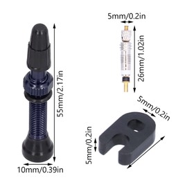 Kit de Herramientas para Quitar el Núcleo de la Válvula, Vástago de Válvula sin Cámara de 1,6 Pulgadas, Accesorios de Aleación de Aluminio de Tipo Francés para Bicicletas de (Negro)