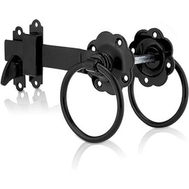 TERF® Heavy Duty Ring Gate Latch Door Lock Black Ring Handle Garden Gate Door Latch Catch Lock - Weather Protection Ring Gate Latches for External Doors Gate Shed Lock with Fixing Screw - Pack of 1