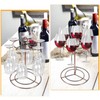 wutfuooo Black Metal Countertop Wine Glass Holder with Scrollwork Design,