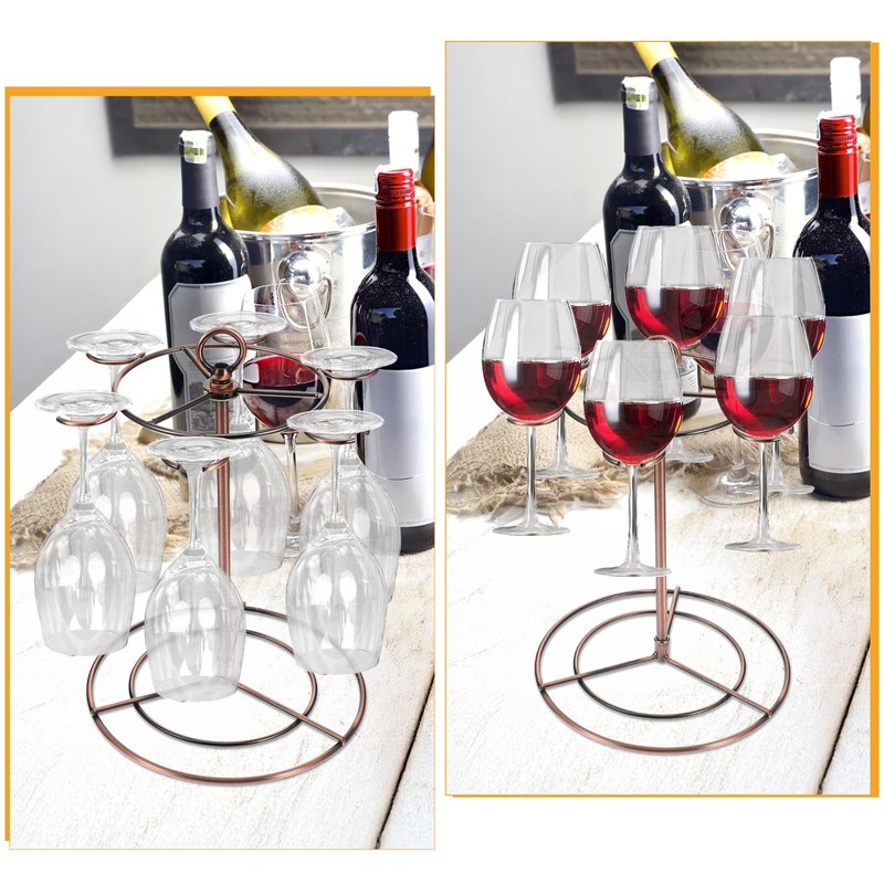 wutfuooo Black Metal Countertop Wine Glass Holder with Scrollwork Design,