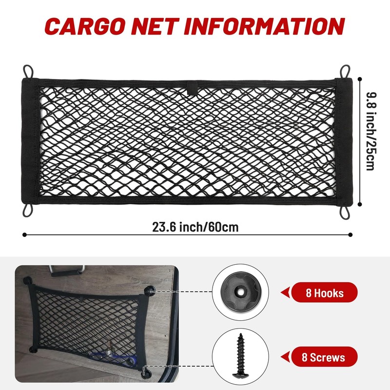 RED WOLF 2 Pcs Universal Elastic Mesh Netting Car Pouch