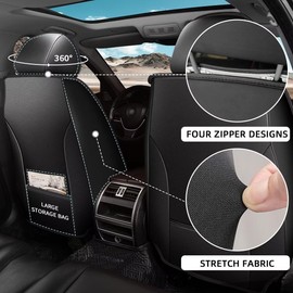 IKABEVEM 2PCS Front Car Seat Covers Fit for Ford Fusion 2006-2020 Breathable Faux Leather Seat Cushion with Lumbar Support Airbag Compatible Automotive Interior Accessories (Black & Grey)