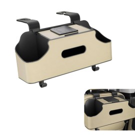 Shakas Car Seat Back Organizer, Multifunctional Cup Holder Tissue Box Mobile Phone Holder Hanging Storage Hook, Plug-in Headrest Leather Storage Rack, for Most Cars Travel Accessories (Beige)
