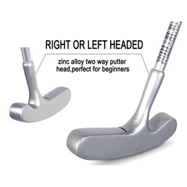 Acstar Two Way Junior Golf Putter Graphite Kids Putter Both Left and Right Handed Easily Use for Kids Age 6-8(Silver Head+Yellow Shaft+Blue Grip,27 inch,Age 6-8)