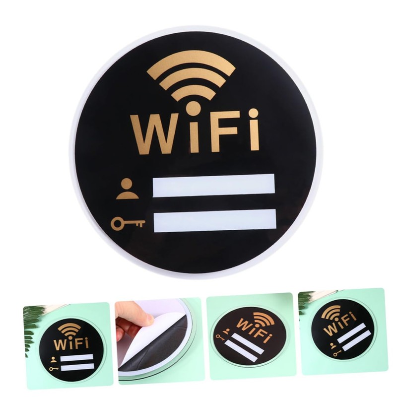 LALAFINA WiFi Sign Emblems Office Decor Black Trim Large WiFi