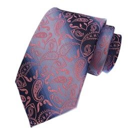 Secdtie Men Coral Pink Paisley Silver Boy Cravat Ball Blush Ties 3" width Woven for Gift