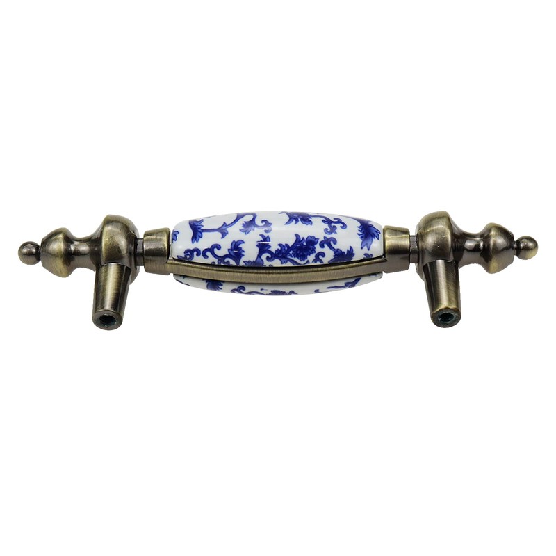 Mcredy 4 Pcs Blue and White Porcelain Ceramic Cabinet Pulls