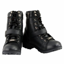 Milwaukee Leather Women's Premium Leather Lace-Up Motorcycle Rider Boots Collection MBL - 6