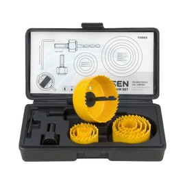 TOLSEN 9BM120 11pcs Hole Saw Pilot Drill Bit Kits for Plywood Drywall Wood Plastic,Yellow,3/4 inch 7/8 inch 1 1/8 inch 1 1/4 inch 1 1/2 inch 1 1/3 inch 2 inch 2.5 inch