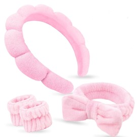 Generic TIARA-S 4pcs Set SPA Headband Face Scrubber Washing Face Make Up Skincare Terry Cloth Bubble