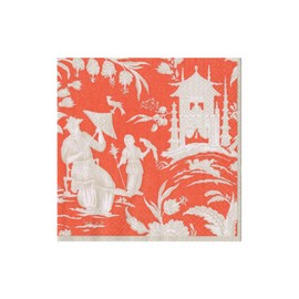 Caspari Silk Road Toile Mandarin Cocktail Napkins - 20 Cocktail Napkins per Package, 2 PACKS