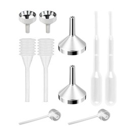 MUNSKT 10 Pcs Small Funnel Set, Aluminium Mini Funnel Metal, Plastic Dropper Plastic Dispenser for Bottle Filing Essential Oil, Filling Small Bottle, Glitter Powder, Cosmetics, Crafts, Sand