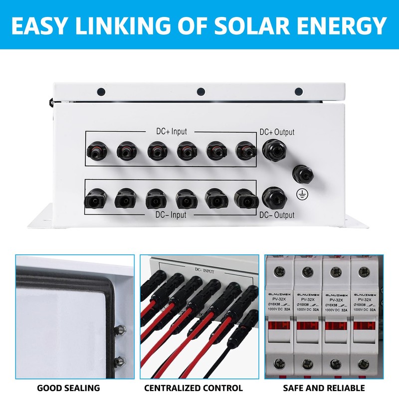 Elnuimex 6 String Metal Solar Combiner Box, PV Combiner Box