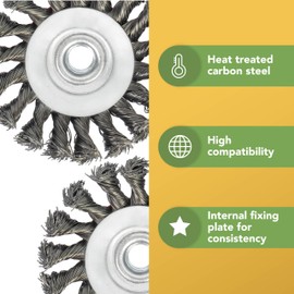 BLOSTM Twist Knot Wire Brush Set 4 PCS - Angle Grinder Wire Brush Set for Paint & Rust Removal, Weld Cleaning, Fits Any 115mm Angle Grinder With M14 Thread, Brush Sizes 75mm (3") Cup & 100mm (4") Flat