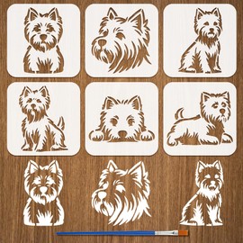 FINGERINSPIRE 6PCS West Highland White Terrier Stencils with Brush 15x15cm